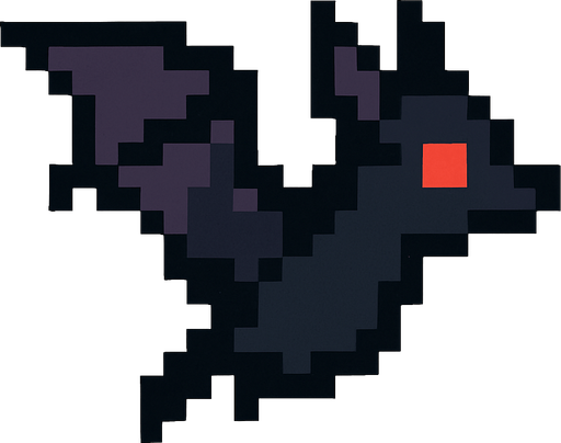 Make a 8-bit looking left side bat.
In-Game asset.  2d.  High contrast.  No shadows