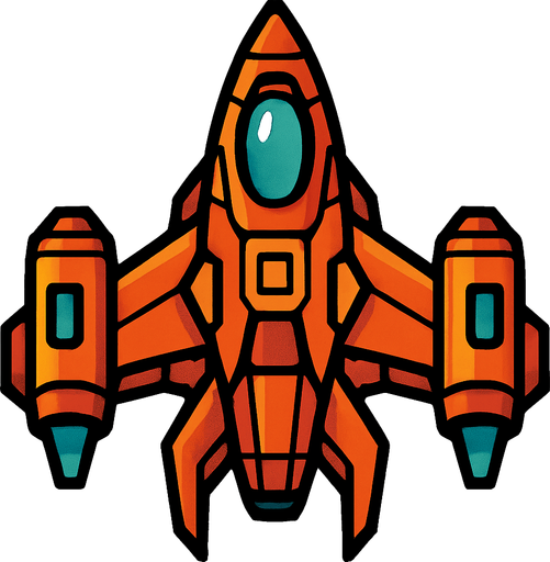 Space ship.
In-Game asset.  2d.  High contrast.  No shadows