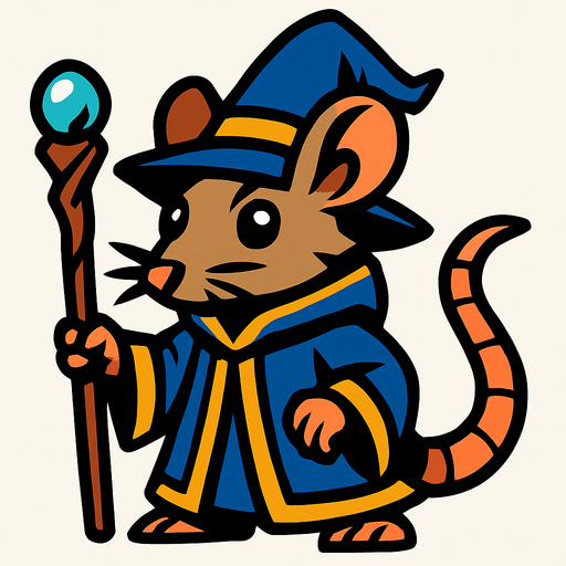 wizard rat.
In-Game asset.  2d.  High contrast.  No shadows