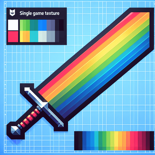 create a rainbow sword.
Single Game Texture.  In-Game asset.  2d.  Blank background.  High contrast.  No shadows