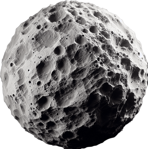 Meteor, highly detailed Single Game Texture. In-Game asset. 2d. Blank background. High contrast. No shadows.