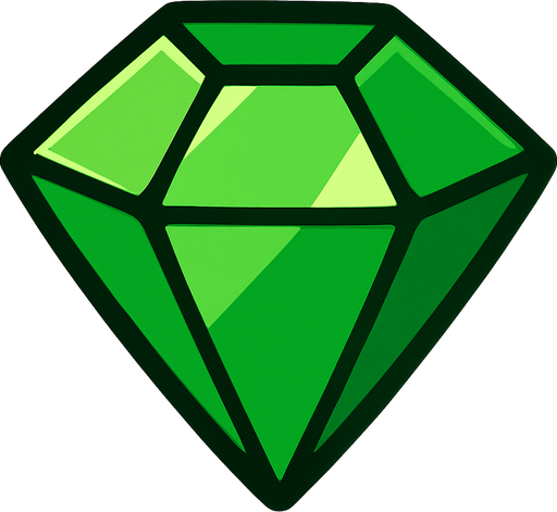 green gem.
In-Game asset.  2d.  High contrast.  No shadows