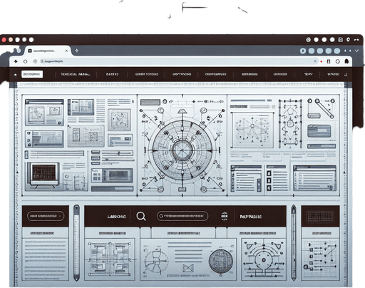 A clean and functional browser UI designed to display a technical instruction website. The layout features a standard browser interface with a slim address bar at the top and navigation buttons (back, forward, refresh) neatly positioned on the left. Below the bar, the content spans the rest of the screen, showcasing a detailed webpage filled with blueprints, diagrams, and arrows pointing to various components, resembling a technical manual.

The webpage is organized into a structured grid, with sections displaying labeled visuals and concise text instructions. The design incorporates a professional, muted color palette with clear lines and readable fonts to emphasize clarity and functionality. Subtly integrated towards the top-left corner of the screen, either within the browser’s interface or the webpage header, is a small visual hint—such as a faint icon, a uniquely styled arrow, or a highlighted word. This subtle detail blends seamlessly into the technical content.
Single Game Texture. In-Game asset. 2d. Blank background. High contrast. No shadows.