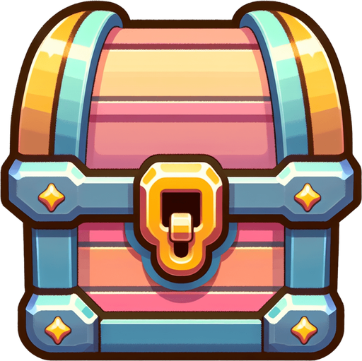 сундук с сокровищами с видом спереди, постэльные цвета.
Single Game Texture.  In-Game asset.  2d.  Blank background.  High contrast.  No shadows