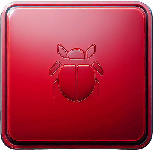 Bug Tile: A clean and sleek square tile with a soft red surface, subtly tinted to evoke a futuristic aesthetic. A barely noticeable, thin red border defines the edges, giving it a polished and minimal appearance. Within the tile, faintly visible and almost imperceptible, is the outline of a bug seen from above, blending seamlessly with the red surface. The design maintains a pristine and subtle aesthetic, representing a hidden bug tile within a computer system.
Single Game Texture. In-Game asset. 2d. Blank background. High contrast. No shadows.