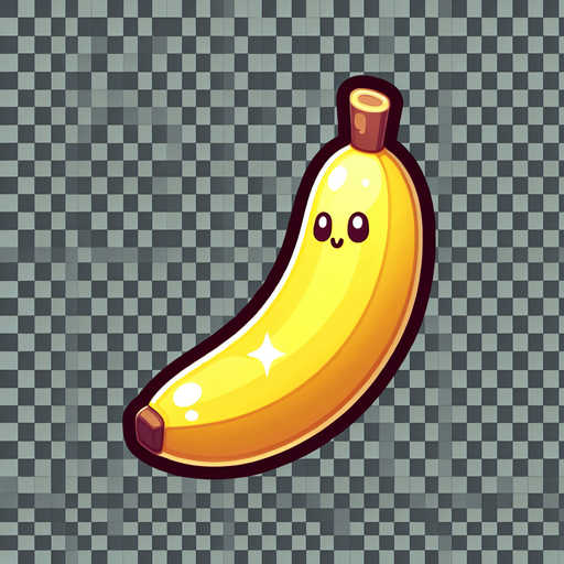animation banana transparent back.
Single Game Texture. In-Game asset. 2d. Blank background. High contrast. No shadows.