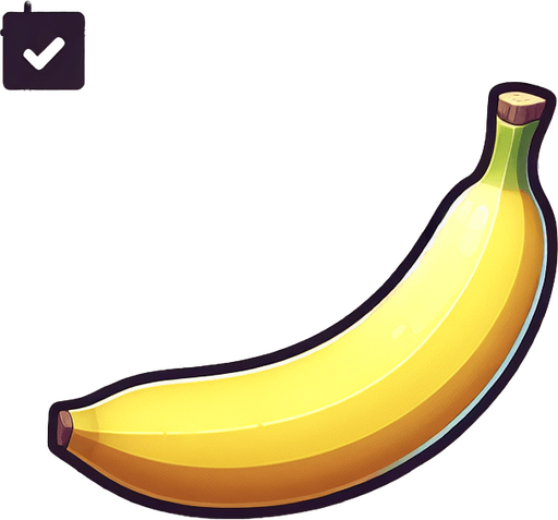 banana.
Single Game Texture.  In-Game asset.  2d.  Blank background.  High contrast.  No shadows