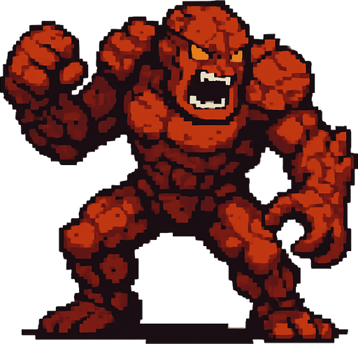 colossus monster, pixel art, standing, attacking.
In-Game asset.  2d.  High contrast.  No shadows