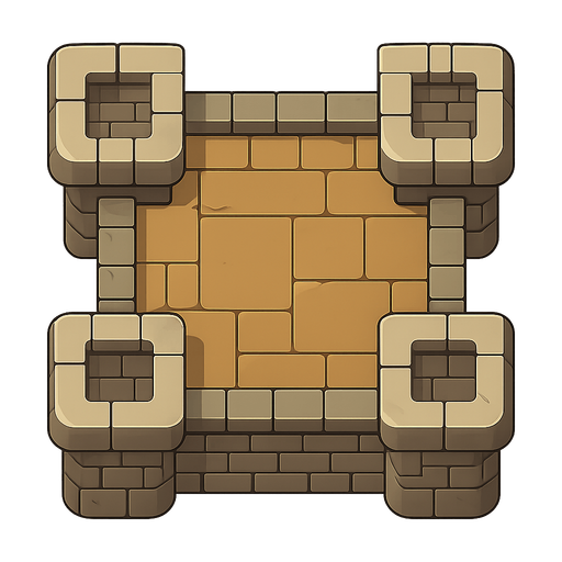 tower from top. No background. Transparent background. Blank background. No shadows. 2d. In-Game asset. flat