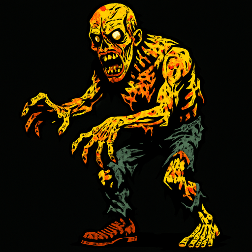 a horror zombie.
In-Game asset.  2d.  High contrast.  No shadows