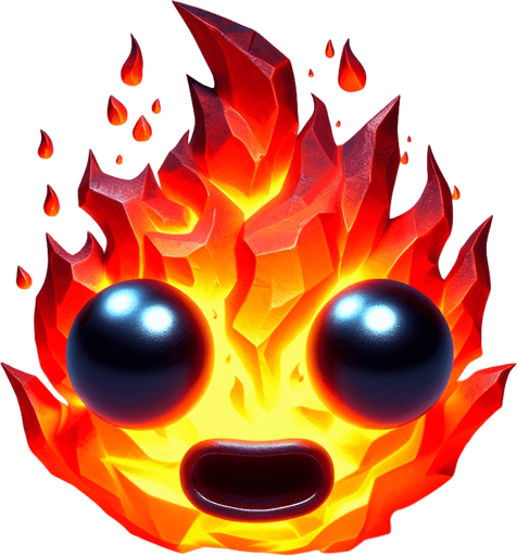 fire with eyes and mouth.
Single Game Texture.  In-Game asset.  2d.  High contrast.  No shadows