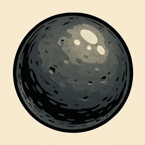 17.th century cannon bullet semirealistic medieval cannon bullet.
In-Game asset.  2d.  High contrast.  No shadows