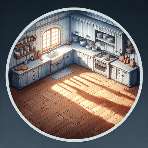 A background which represents a kitchen's ground.
Single Game Texture. In-Game asset. 2d. Blank background. High contrast. No shadows.