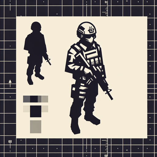Hazme un soldado de visto desde arriba.
Single Game Texture.  In-Game asset.  2d.  Blank background.  High contrast.  No shadows
