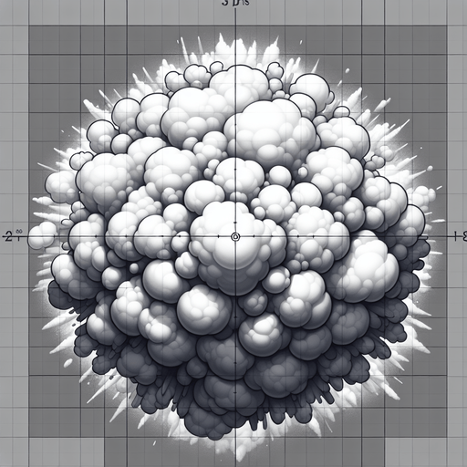 Cloud puff explosion, grayscale, seen from topdown. Circular.
Single Game Texture. In-Game asset. 2d. Blank background. High contrast. No shadows.