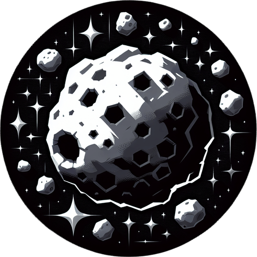 Asteroid.
Single Game Texture.  In-Game asset.  2d.  Blank background.  High contrast.  No shadows