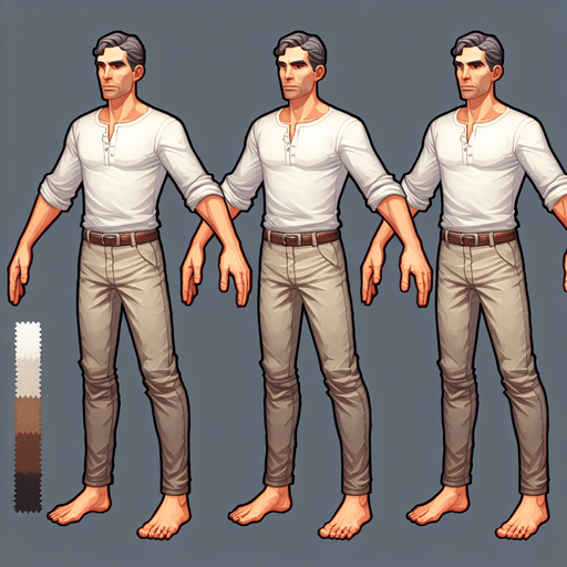 Men need to have complete limbs.
Single Game Texture. In-Game asset. 2d. Blank background. High contrast. No shadows.