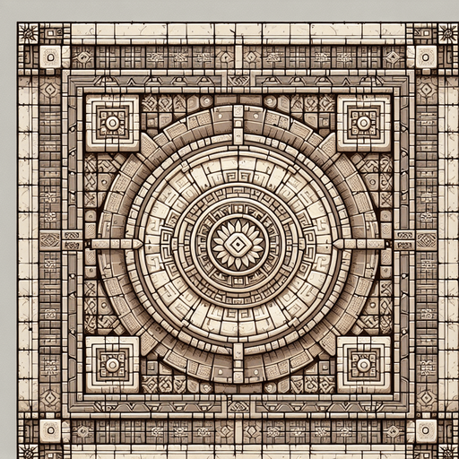 top down temple floor.
Single Game Texture.  In-Game asset.  2d.  Blank background.  High contrast.  No shadows