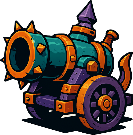 Cannon from the fantasy.
In-Game asset.  2d.  High contrast.  No shadows