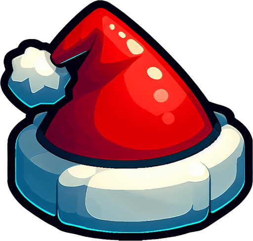 a christmas hat. plastic style. Single Game Texture. In-Game asset. 2d. Blank background. High contrast. No shadows.