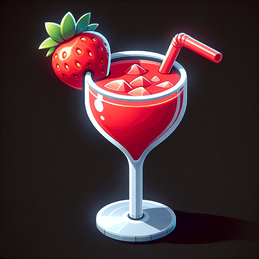 A nice glass of strawberry daiquiry.
Single Game Texture. In-Game asset. 2d. Blank background. High contrast. No shadows.
