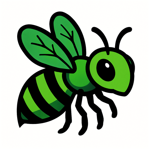 Abeille verte.
In-Game asset.  2d.  High contrast.  No shadows