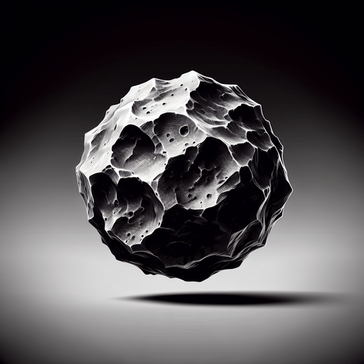 一颗陨石.
Single Game Texture. In-Game asset. 2d. Blank background. High contrast. No shadows.