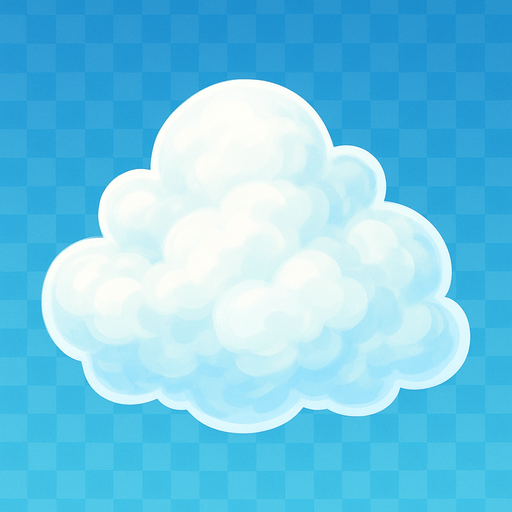 fluffy transparent cloud.
In-Game asset.  2d.  High contrast.  No shadows