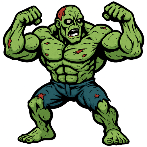 büyük kaslı ve Güçlü zombie 2 boyutlu png.
In-Game asset.  2d.  High contrast.  No shadows