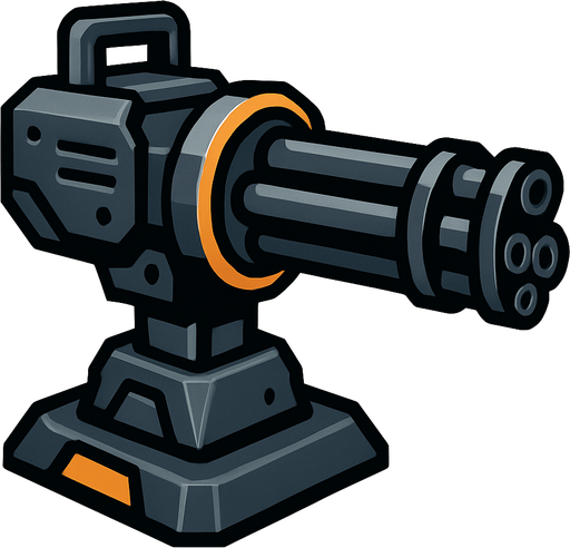 Minigun turret.
In-Game asset.  2d.  High contrast.  No shadows