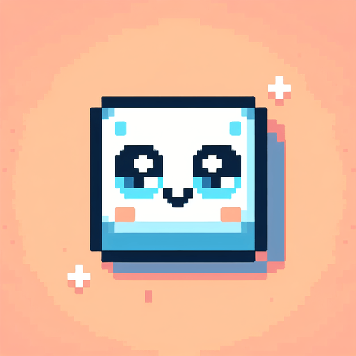 Pixel art, square with cute eyes . Single Game Texture. In-Game asset. 2d. Blank background. High contrast. No shadows.