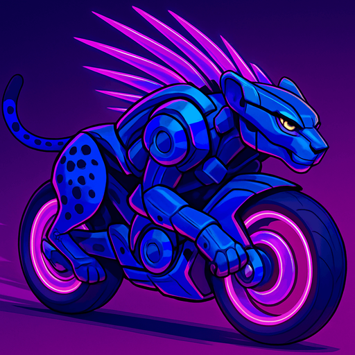 cyberpunk American anime koraidon Miraidon-esque motorcycle animal futuristic cheetah-meets-motorcycle