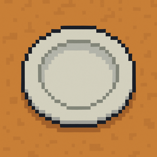 pixel art plate.
In-Game asset.  2d.  High contrast.  No shadows
