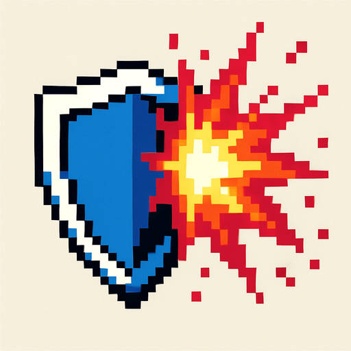 Particula de escudo siendo golpeado pixeleado
In-Game asset.  2d.  High contrast.  No shadows