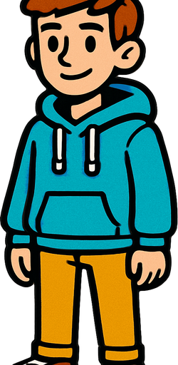 teenager.
In-Game asset.  2d.  High contrast.  No shadows
