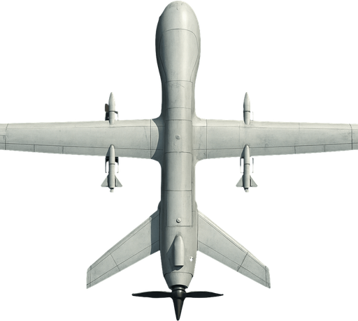 Askeri drone, üstten görünüm, gerçekçi, yazısız.
In-Game asset.  2d.  High contrast.  No shadows