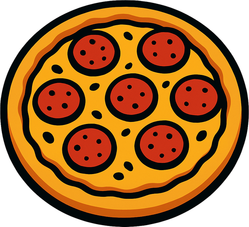 Pizza.
In-Game asset.  2d.  High contrast.  No shadows