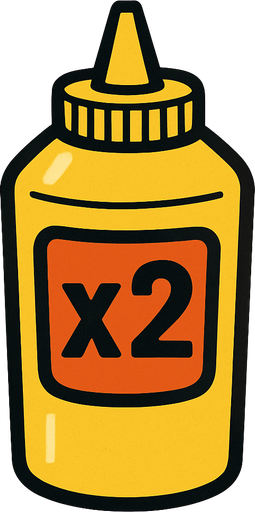 Mustard Bottle, label is x2.
In-Game asset.  2d.  High contrast.  No shadows