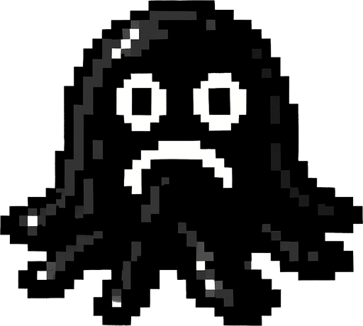 monstruo de slime negro de pixeles.
In-Game asset.  2d.  High contrast.  No shadows