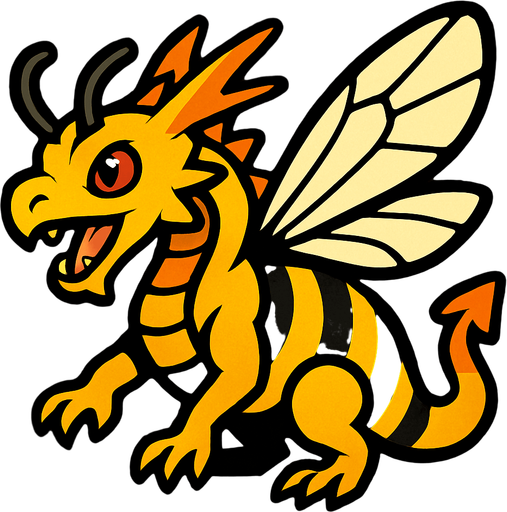 Dragon abeille.
In-Game asset.  2d.  High contrast.  No shadows