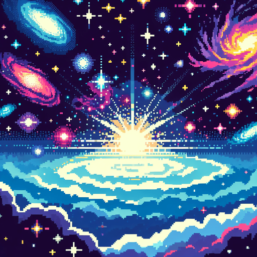 Galaxy Background 2D Pixel..
Single Game Texture. In-Game asset. 2d. Blank background. High contrast. No shadows.