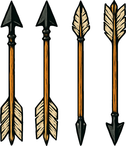arrows like they were used in the middle ages real life battles.
In-Game asset.  2d.  High contrast.  No shadows