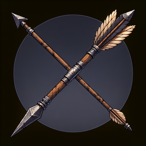 A horizontal handcrafted medieval arrow with a sharp metal tip, sturdy wooden shaft, and feather fletching for stability.
Game asset. Horizontal. Handcrafted look with metallic tip and feather details. High contrast and ready for action.