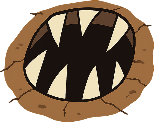 it’s a hole in the ground with teeth 
. No background. Transparent background. Blank background. No shadows. 2d. In-Game asset. flat
