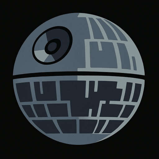 Star wars la estrella de la muerte.
In-Game asset.  2d.  High contrast.  No shadows