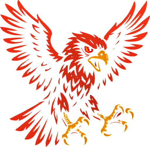 A FIERCE HAWK WITH RED EYES, SPREAD WINGS AND A THIRST FOR BLOOD!.
In-Game asset.  2d.  High contrast.  No shadows