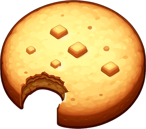 A delicious plain vanilla cookie, where three bites have been taken. Single Game Texture. In-Game asset. 2d. Blank background. High contrast. No shadows.