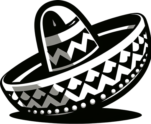 A sombrero. Side profile. Cartoon..
Single Game Texture.  In-Game asset.  2d.  Blank background.  High contrast.  No shadows