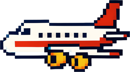 Airplane 2d style pixel 1980.
2d.  High contrast.  No shadows