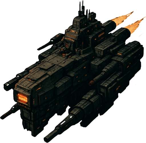 Giant and strong spaceship.
In-Game asset.  2d.  High contrast